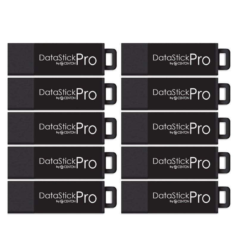 Centon Electronics MP Valuepack USB 3.2 Gen1 DataStick Pro Flash Drive, 64 GB, 10 USB Flash Drives, 10 Pack, Black - Image 1